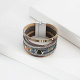 Wide side bracelet European and American cross-border sources of color woven multilayer leather bracelet