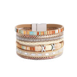 Wide side bracelet European and American cross-border sources of color woven multilayer leather bracelet