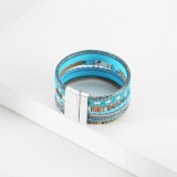 Wide side bracelet European and American cross-border sources of color woven multilayer leather bracelet