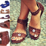 2 buttons Lace Ladies Sandals Leather Summer Sandals fit18&20MM  snaps jewelry