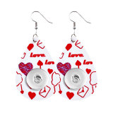 Valentine's Day Love Leather snap earring fit 20MM snaps style jewelry Drop shape
