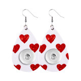 Valentine's Day Love Leather snap earring fit 20MM snaps style jewelry Drop shape