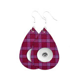 Christmas plaid Leather snap earring fit 20MM snaps style jewelry Drop shape