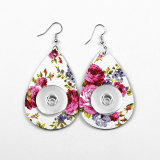 Flowers Leather snap earring fit 20MM snaps style jewelry