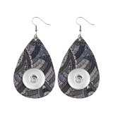 Retro pop pattern Leather snap earring fit 20MM snaps style jewelry Drop shape  earrings for women