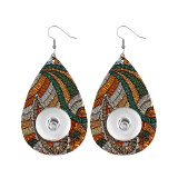 Retro pop pattern Leather snap earring fit 20MM snaps style jewelry Drop shape  earrings for women