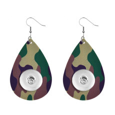 Camouflage Leather snap earring fit 20MM snaps style jewelry