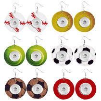 Baseball basketball and other ball sports Leather snap earring fit 20MM snaps style jewelry