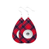 Christmas plaid Leather snap earring fit 20MM snaps style jewelry Drop shape