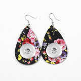 Flowers Leather snap earring fit 20MM snaps style jewelry