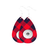 Christmas plaid Leather snap earring fit 20MM snaps style jewelry Drop shape