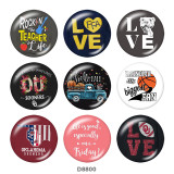 20MM  Love  words   Print   glass  snaps buttons