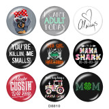 20MM   Dog words   Print   glass  snaps buttons