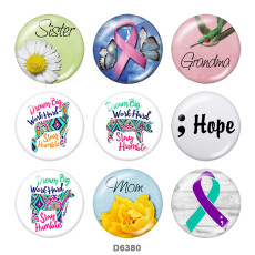 20MM  Ribbon  love  Print   glass  snaps buttons