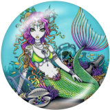 20MM  Mermaid   Print   glass  snaps buttons  Beach Ocean