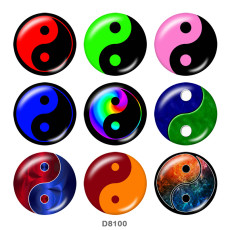 20MM Tai Chi  Print   glass  snaps buttons