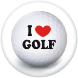 20MM  I   Love  golf  Print   glass  snaps buttons
