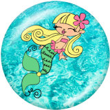 20MM  Elves  Mermaid   Print   glass  snaps buttons