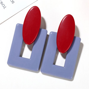 Geometric Rectangle Red Acrylic Simple Design Fashion European Style Earrings