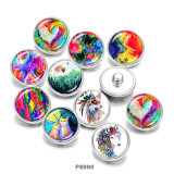 20MM  color  Love  Cat  Print   glass  snaps buttons