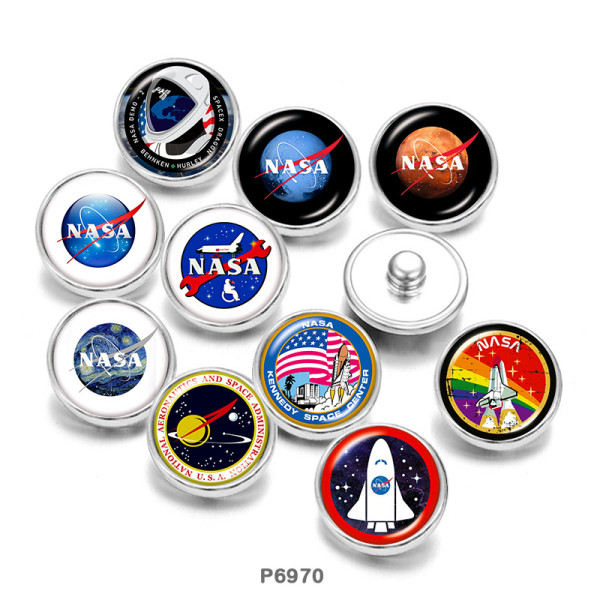 20MM  NASA    Print   glass  snaps buttons