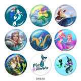 20MM  Mermaid   Print   glass  snaps buttons
