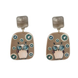 Hataya Acetate Plate 3D Color Three-dimensional Owl Fox Fun Animal 925 Silver Pin Earrings