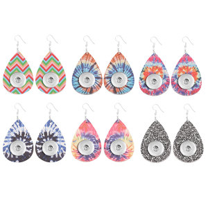 Color tie-dye effect Leather snap earring fit 20MM snaps style jewelry