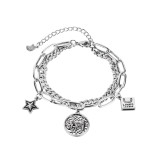 Starfish round brand elephant alloy accessories stainless steel double-layer chain bracelet