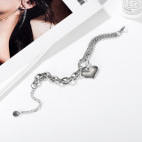 Double Chain Ring Bracelet Stainless Steel Love Bracelet