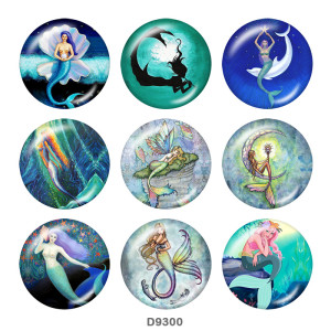 20MM  Mermaid   Print   glass  snaps buttons Beach Ocean