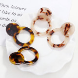 Leopard Print Acrylic Acetate Double Ring Disc Earrings Ear Jewelry
