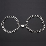 Stainless steel Cuban NK love magnet attracts a pair of male and female couples bracelets
