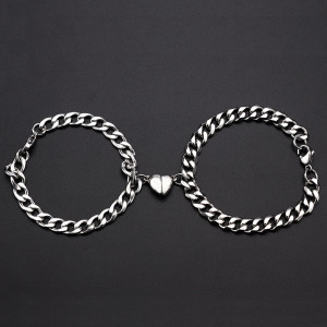 Stainless steel Cuban NK love magnet attracts a pair of male and female couples bracelets