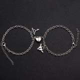 New stainless steel couple bracelet simple heart-shaped magnet lock key male and female bracelet pair
