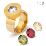 Four-color zircon interchangeable stainless steel ring