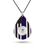 Independence day flag Leather necklace  chain adjustable  fit 20MM chunks snaps jewelry  necklace for women