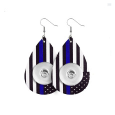 Independence day flag Leather snap earring fit 20MM snaps style jewelry Drop shape  earrings for women