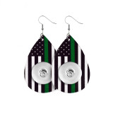 Independence day flag Leather snap earring fit 20MM snaps style jewelry Drop shape  earrings for women