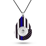 Independence day flag Leather necklace  chain adjustable  fit 20MM chunks snaps jewelry  necklace for women