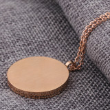 Rubik's Cube Stainless Steel Necklace Women's Rose Gold Blue Crystal Unfading Pendant Jewelry
