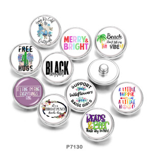 20MM  words    Flower   Print   glass  snaps buttons