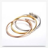 Stainless Steel Cable Wire Bracelet Gold+Rose Gold+Steel Color Fashionable Simple Jewelry Lady Jewelry