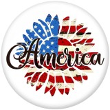 20MM   USA   Flag  Print   glass  snaps buttons Independence Day