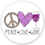 20MM  Peaceful  love   Print   glass  snaps buttons