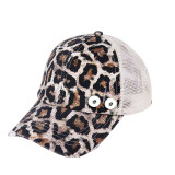 Distressed ponytail baseball cap summer sunscreen fit 18mm snap button beige snap button jewelry
