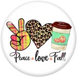 20MM  Peaceful  love   Print   glass  snaps buttons