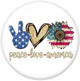 20MM  Peaceful  love   Print   glass  snaps buttons