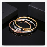 Stainless Steel Cable Wire Bracelet Gold+Rose Gold+Steel Color Fashionable Simple Jewelry Lady Jewelry