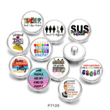 20MM  words   Pattern   Print   glass  snaps buttons